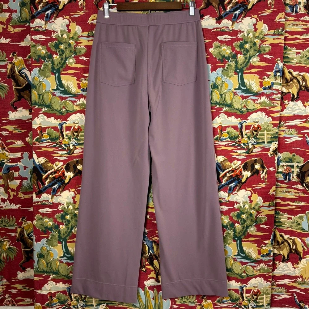 Halara Wide Leg Pants Womens Large Purple Excellent Button Front High Waisted